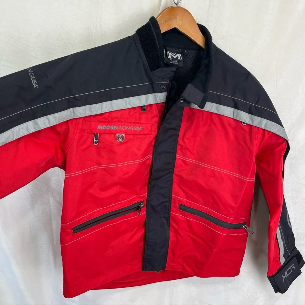 Vintage Moose XCR Racing USA Jacket Red Motorcycle Motocross Gear Youth Large